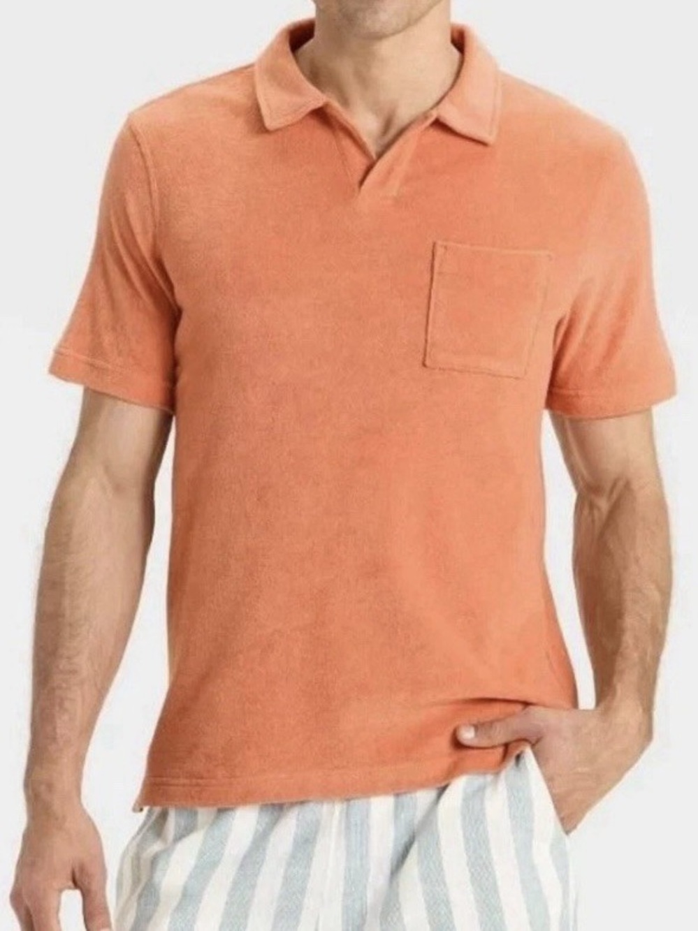 Goodfellow & Co Rust Terracotta Terry Polo with Chest Pocket Various Sizes